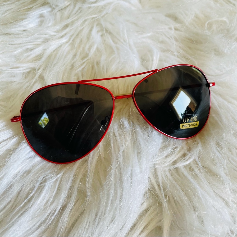 🍒SALE 5 for $25 • Red Frame Aviator Sunglasses